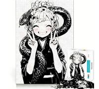 Smiling Anime Girl with Snake Jigsaw Puzzle for Teenagers 1000 Pieces Brain Skill Home Activity Exact Edge Festive Gift 38x26cm
