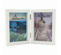 Smiling Art | Double photo frame | 10x15 cm made from MDF with glass pane | for 2 photos, designed to stand upright | with depth effect | portrait format (White, Portrait format, 2x10x15 cm)
