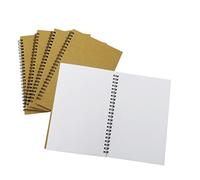 Smiling Art Set of 5 A5 Notepads, Kraft Cover Notebook, Spiral Notepad, 60 Sheets, 120 Pages, Sketchpad, Diary, Sketchbook, Suitable for School, University, Office (Blank, Beige Cover)