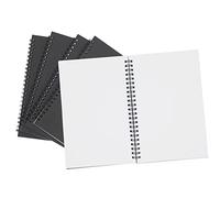 Smiling Art Set of 5 A5 Notepads, Kraft Cover Notebook, Spiral Notepad, 60 Sheets, 120 Pages, Sketchpad, Diary, Sketchbook, Suitable for School, University, Office (Blank, Black Cover)