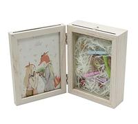 Smiling Art Wooden Double Frame for 2 Photos (2 x 10 x 15 cm, Folding Frame + Box)