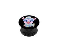 Smiling Baby Moose Winter Animal Portrait Graphic Blue Pom PopSockets Adhesive PopGrip