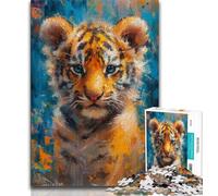 Smiling Baby Tiger 1000 Piece Jigsaw Puzzles for Teenagers Gifts,Stress Reliever Difficult Challenge Enhance Love between Couples (75x50cm)
