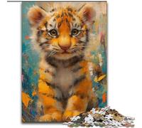 Smiling Baby Tiger 1000 Piece Jigsaw Puzzles for Teenagers, Stress Reliever Difficult Challenge for Home Decoration for 14+ (26x38cm)