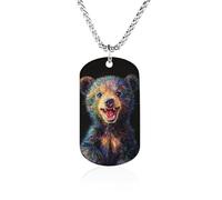 Smiling Bear Art Poster Metal Pendant Necklace Chain Personalized Graphic Jewellery