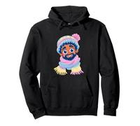 Smiling Bearded Man Winter Portrait Character Graphic Curly Pullover Hoodie