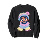 Smiling Bearded Man Winter Portrait Character Graphic Curly Sweatshirt