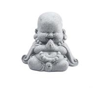 Smiling Buddha Garden Statue, Sandstone Effect Decorative Ornament for Outdoor Indoor Use, Resin Build (B)