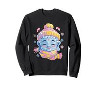 Smiling Buddha Yoga Lover Winter Zen Portrait Graphic Theme Sweatshirt