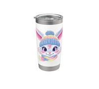 Smiling Bunny Winter Cute Rabbit Character Graphic Pink Stainless Steel Insulated Tumbler