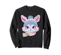 Smiling Bunny Winter Cute Rabbit Character Graphic Pink Sweatshirt