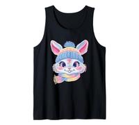 Smiling Bunny Winter Cute Rabbit Character Graphic Pink Tank Top