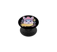 Smiling Bunny Winter Cute Rabbit Portrait Graphic Pink Knit PopSockets Adhesive PopGrip