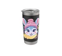 Smiling Bunny Winter Cute Rabbit Portrait Graphic Pink Knit Stainless Steel Insulated Tumbler