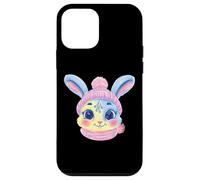 Smiling Bunny Winter Cute Rabbit Portrait Graphic Pink Pom Case for iPhone 12 mini