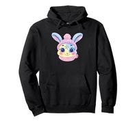 Smiling Bunny Winter Cute Rabbit Portrait Graphic Pink Pom Pullover Hoodie