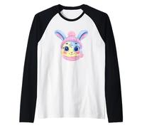 Smiling Bunny Winter Cute Rabbit Portrait Graphic Pink Pom Raglan Baseball Tee