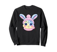 Smiling Bunny Winter Cute Rabbit Portrait Graphic Pink Pom Sweatshirt