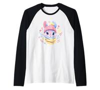 Smiling Bunny Winter Cute Rabbit Portrait Graphic Yellow Raglan Baseball Tee