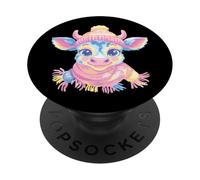 Smiling Calf Winter Cute Farm Animal Portrait Graphic Cow PopSockets Adhesive PopGrip