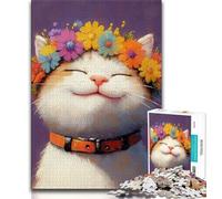 Smiling Cat 1000 Pieces Jigsaw Puzzle for Adults& Teens,Challenging Family Activity Games DIY Toy for Home Wall Decor Gifts (38x26cm)
