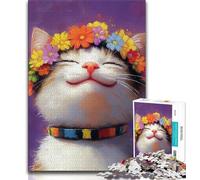 Smiling Cat Puzzles for Teenagers Teens 1000pc Puzzle,Educational Games Home Decoration Deal As Gifts for The Whole Family (50x75cm)