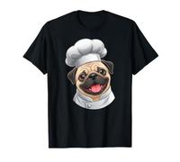 Smiling Chef Pug in Chef Hat Funny Cooking Dog Lover T-Shirt
