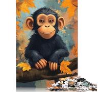 Smiling Chimpanzee Art Puzzles 1000 Pieces Wood Puzzle Jigsaws for Adults Family Game for Adults And Teenagers 1000pcs (75x50cm)