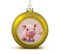 Smiling Christmas Tree Ornaments 1.6 Inch Shatterproof Pc Plastic Balls with Lanyard Baubles Hanging Christmas Ball Ornaments for Xmas Tree Holiday Party Wedding Home Decorations-Golden