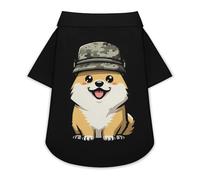 Smiling Corgi Dog in Military Hat Cute Dog Shirt Button Down Cats Clothes T-Shirts for Small Medium Large Pet