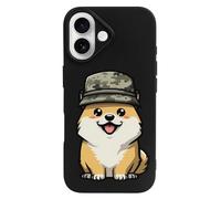 Smiling Corgi Dog in Military Hat Slim Phone Cases Cover Compatible with iPhone 16/16 Plus/16 Pro/16 Pro Max/16 E