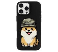 Smiling Corgi Dog in Military Hat Slim Phone Cases Cover Compatible with iPhone 16/16 Plus/16 Pro/16 Pro Max/16 E