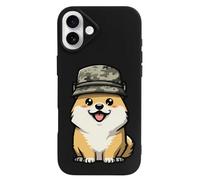 Smiling Corgi Dog in Military Hat Slim Phone Cases Cover Compatible with iPhone 16/16 Plus/16 Pro/16 Pro Max/16 E