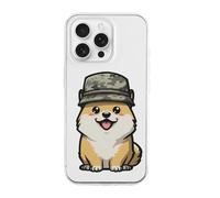 Smiling Corgi Dog in Military Hat Slim Phone Cases Cover Compatible with iPhone 16/16 Plus/16 Pro/16 Pro Max/16 E