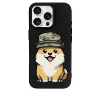 Smiling Corgi Dog in Military Hat Slim Phone Cases Cover Compatible with iPhone 16/16 Plus/16 Pro/16 Pro Max/16 E