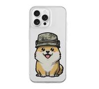 Smiling Corgi Dog in Military Hat Slim Phone Cases Cover Compatible with iPhone 16/16 Plus/16 Pro/16 Pro Max/16 E