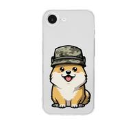 Smiling Corgi Dog in Military Hat Slim Phone Cases Cover Compatible with iPhone 16/16 Plus/16 Pro/16 Pro Max/16 E