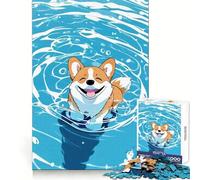 Smiling Corgi in Water 1000 Piece Jigsaw Puzzles for Teenagers Cognitive Toy Slow Enjoy Premium Edge Santa Wish Pick 38x52cm