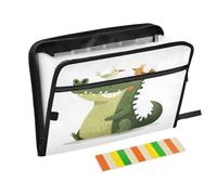 Smiling Crocodile Birds Accordion File Organizer Portable Expanding File Folder with Safe Zipper & Colorful Labels for Letter Receipt A4 Papers Important Document Storage