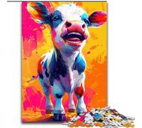 Smiling Cute Cow Jigsaw Puzzles for Adults 1000 Puzzles for Adults Fun at Home Activities, Birthday Present, Travel Gifts size 26x38cm