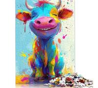 Smiling Cute Cow Jigsaw Puzzles for Adults 500 Jigsaw Puzzles for Adults 500 Piece Puzzle Educational Games Gift Home Decoration 500pcs (52x38cm)