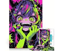 Smiling Demon Girl 1000 Piece Jigsaw Puzzles for Adults Memory Boost Family Joy Pattern Assembly Santa Wish Pick 50x75cm
