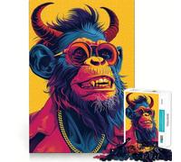 Smiling Devil Monkey 1000 Piece Jigsaw Puzzles for Adults Jigsaw Think Toy Calm Relax Clean Cut Wall Art Decor 50x75cm