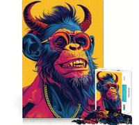 Smiling Devil Monkey 1000 Pieces Jigsaw Puzzles for Adults Recall Upgrade Stress Relief Tight Cut Santa Wish Pick 38x26cm