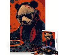 Smiling DJ Panda Party Jigsaw Puzzles 1000 Piece for Teenagers Enhance Memory Leisure Time Solid Cut Santa Wish Item 38x52cm