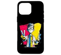 Smiling Doctor Double Peace Retro Pop Graphic Sign Gesture Case for iPhone 16 Pro Max