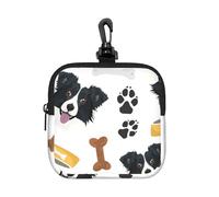 Smiling Dog Border Collie, Square Zipper Storage Bag, Neoprene Coin Purse, Small Wallets, Change Pouch, Change Purse