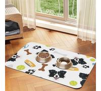 Smiling Dog Border Collie,Waterproof Pet Feeding Mat,PU Leather Placemats for Cat Dog Water Bowl,Food Mats,30x45cm