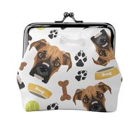 Smiling Dog Boxer, PU Leather Coin Purse, Small Wallets, Change Pouch with Kiss Lock Clasp Buckle, Change Purse