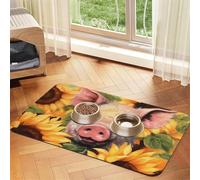Smiling Dog Food Mat, Absorbent Pet Feeding Mat for Food and Water Bowls Non-Slip Placement Pad for Floors Waterproof Quick Dry Water Dispenser Mat for Dogs Puppy Cats 16x24 Inch